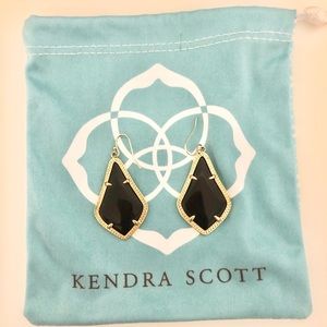 Kendra Scott Alex Gold Drop Earrings Black Opaque